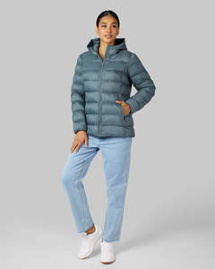 Veste matelassée à capuche unisexe, hiver, rembourrée de duvet, coupe-vent, fermeture éclair, coupe classique, gris, polyester - Product Image 2