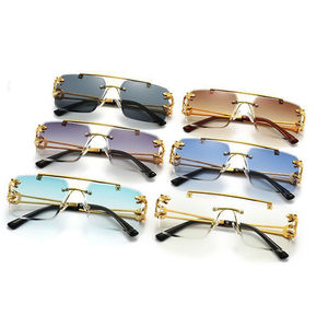 Gafas de Sol de Moda para Hombre con Diseño de Leopardo, Protección UV400, Montura Metálica sin Aro - Product Image 6