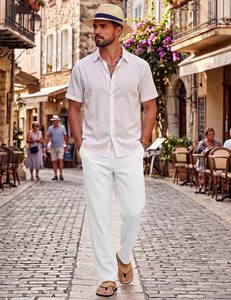 Pantalon de détente mi-long droit léger pour homme, en coton tricoté respirant et écologique, coupe décontractée, idéal pour la maison au quotidien - Product Image 5