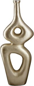 Vase de table contemporain en métal avec design perforé, fait main, couleur beige - Product Image 3