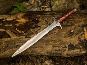 Cuchillo de caza largo hecho a mano con punta de lanza de acero al carbono, mango de cuero, hoja recta, funda, grado DIY, 32 pulgadas, marca personalizada ODM - Product Image 6