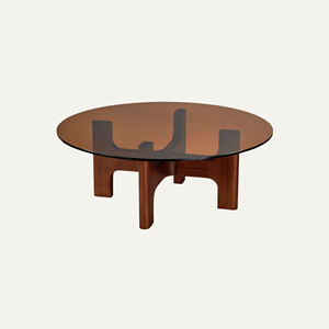 Table basse minimaliste en teck massif avec plateau en verre trempé, meubles de salon - Product Image 3