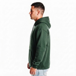 Sudadera con Capucha para Hombre, Verde y Blanca, de Algodón Grueso, con Bolsillo Canguro, Cordón Ajustable y Manga Larga, Estilo Casual - Product Image 3