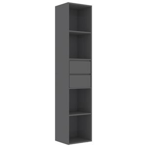 Armoire à livres en bois d'ingénierie gris brillant 14,2''x11,8''x67,3'' Bibliothèques et étagères - Product Image 2