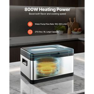Cuocitore Sous Vide da 800W con Display Digitale LED, Controllo Preciso della Temperatura, Coperchio in Vetro, Macchina per Cottura Lenta - Product Image 5