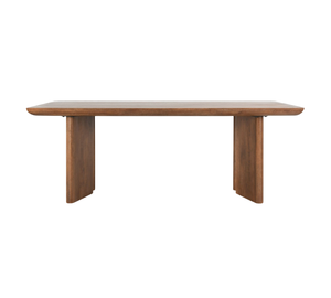 Table à manger moderne en bois de manguier massif, design généreux, bords courbes, plateau rectangulaire, 4 pieds séparés, confortable pour 6 à 8 personnes - Product Image 3