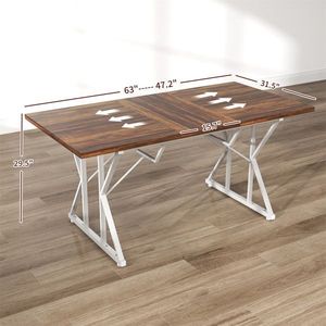 Tavolo da Pranzo Rettangolare Allungabile in Pietra Sinterizzata Effetto Marmo, Mobili Solidi per Sala da Pranzo, Assemblato, per Appartamento - Product Image 6