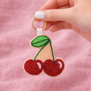 Beautiful Handcrafted Embroidery Beaded Embroidered <b>Key</b> Chain Pig Rectangle Patterns Classic Eco-Friendly Stainless Steel Design - Product Image 2