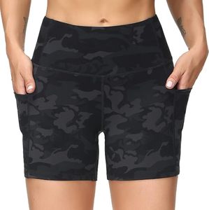 Shorts Deportivos de Cintura Alta con Estampado de Camuflaje para Mujer, con Bolsillos, de Secado Rápido, Tejido de Spandex y Poliéster, Ropa Deportiva - Product Image 2
