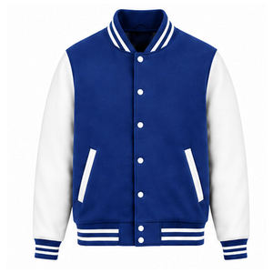 Custom Made Latest Designs Long Sleeve Varsity Jacket for Men Stand Collar Front Logo <b>Plain</b> Dyed Eco-Friendly Men Varsity Jacket - Product Image 4