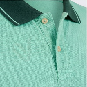 Polo à manches courtes pour homme, vert menthe, en coton tricoté, design uni, respirant, coupe classique - Product Image 4