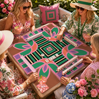 Tapis de Mahjong Pliable Géométrique Rétro de Luxe Personnalisé 33x33 Pouces en Néoprène Antidérapant, Ensemble Cadeau de Poker, Vente en Gros OEM/ODM