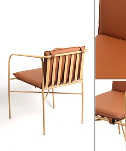 Modern Metal Living Room Chair Cushioned <b>Armchair</b> Indoor Accent Seat with Metal Frame - Product Image 5