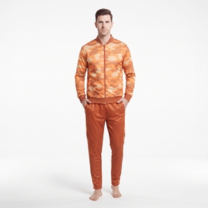 Men's Orange <b>Camo</b> Print Sublimation Tracksuit Sports <b>Jacket</b> Matching Pants Athletic Gym Workout Running Training Sportswear - Product Image 4