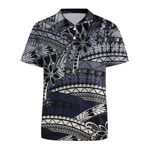 Chemises Polo Hawaïennes à Imprimé Floral Personnalisé Samoa, Chemises de Plage Tendance, Vente en Gros, Hauts Polynésiens pour Hommes - Product Image 3