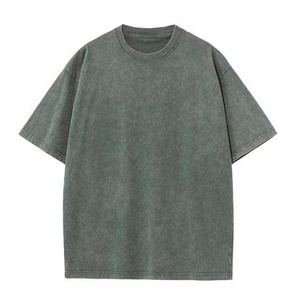 เสื้อยืดสไตล์วินเทจฟอกสีแบบทำเก่าสำหรับผู้ชาย เสื้อโอเวอร์ไซส์ใส่สบายสำหรับฤดูร้อน เสื้อยืดผ้าฝ้าย 100% เสื้อผ้าผู้ชายไซส์ใหญ่ - Product Image 2