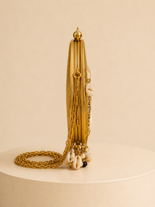 <b>Gold</b> Plated Handmade Brass Fashion Mini <b>Clutch</b> Bag with Pearl Beading Decorative Pendant Custom Shape for Girls Party Gift - Product Image 3