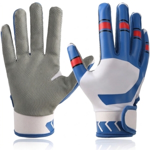 <b>White</b> Leather Baseball Pitcher Right-Handed Batting Gloves Full Finger Breathable Non Slip Grip Adjustable Wrist Sports Gloves - Product Image 1