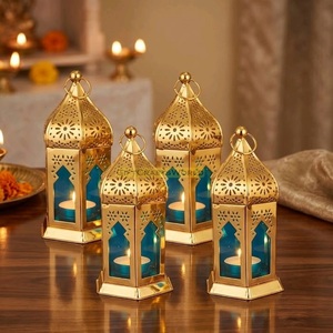 Nouveauté : Décorations de Ramadan en métal poli avec éclairage chaleureux et lueur de bougie, faites à la main, portables, réutilisables et durables - Product Image 5