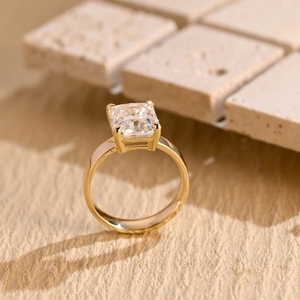 Trendy 925 <b>Silver</b> Big Moissanite <b>Ring</b> with <b>Emerald</b> & Diamond Accents Prong Setting Unisex Engagement & Gift Option - Product Image 5