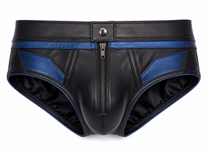 Ropa Interior Masculina de Cuero Genuino, Antibacteriana, Ecológica, con Paneles Azul Cobalto, de Lujo, con Logotipo Personalizado, OEM/ODM, Venta al Por Mayor - Product Image 4