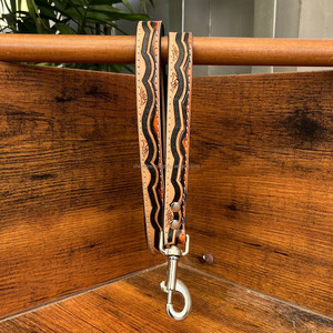 Laisse de chien en cuir torsadé à la main laisse de dressage en cuir de vachette pour chiens laisse de marche de luxe avec poignée rembourrée - Product Image 2