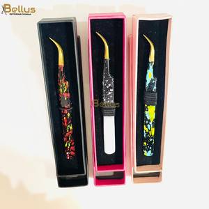 New Style Curved Fiber Tip Eyelash Extension Tweezers Double Tone Powder Coated Stainless Steel - Product Image 4