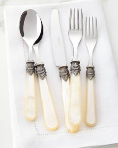 Ensemble de couverts vintage avec poignées en résine, acier inoxydable poli miroir, passe au lave-vaisselle, pour mariage et fêtes - Product Image 4