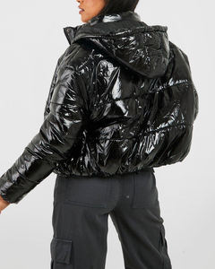 Vestes matelassées courtes à capuche pour femmes, couleur noir jais, épaisses et chaudes, idéales pour l'hiver – Nouveauté très demandée - Product Image 3