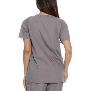 Conjunto de Uniforme Médico Profesional con Cuello en V Gris, Ropa de Trabajo Transpirable y Duradera para Personal de Enfermería de Hospital - Product Image 5