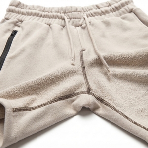 Unisex Cotton Blend Sweat <b>Shorts</b> with Adjustable Waistband Soft Fabric and Practical <b>Zipper</b> Pocket for Daily Comfort - Product Image 4