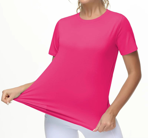 T-shirt de course pour femme, léger, respirant, 100% coton, coupe ajustée, pour la course à pied, la remise en forme, l'entraînement sportif - Product Image 1