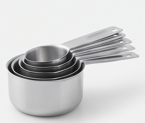ชุดถ้วยตวงสแตนเลสพรีเมียม อุปกรณ์ครัวโลหะสำหรับทำอาหารและอบขนม - Product Image 1