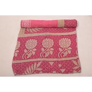 Block Print Vintage Washable Cotton <b>Kantha</b> Gudri Handmade Reversible Quilt Bedspread <b>Throw</b> for Bedroom Decoration - Product Image 3