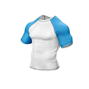 Wholesale Men's Rash Guards Sportswear Custom Logo Digital Print Solid Breathable Lightweight 160g Polyester/Nylon Rash Guards - Product Image 4