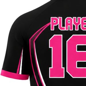 เสื้อฟุตบอลสีดำและชมพู แขนสั้น ผ้าซับเหงื่อ สำหรับฝึกซ้อมและแข่งขัน - Product Image 5