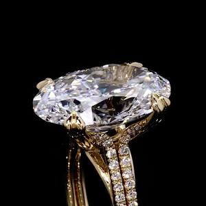 Bague de luxe certifiée en or 9 carats avec diamant ovale de 6,00 carats cultivé en laboratoire, couleur F, pureté VS2, pour mariage et fiançailles - Product Image 4