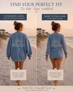 Sudadera con cuello redondo y estampado de atardecer personalizado para mujer, informal, de manga larga, de forro polar suave, ropa de calle para vacaciones en la playa - Product Image 6