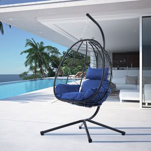 Per interni/esterni uovo sedia Stand Swing Patio in vimini appeso cesto sedia amaca per soggiorno camera da letto con balcone sedia a dondolo per - Product Image 5