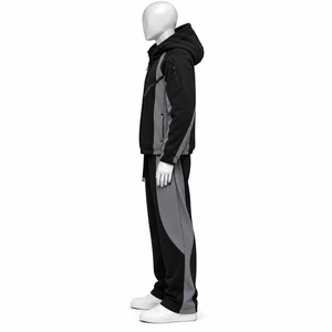 Ensemble de survêtement léger deux pièces pour homme, personnalisé, imprimé, avec strass, style streetwear, coupe-vent, pantalon et veste à capuche zippée, collection automne - Product Image 3