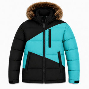 OEM <b>Mens</b> Hooded Puffer <b>Jacket</b> Thick Padded Ripstop Coat Custom Embroidery Water Repellent Outdoor Winter Wear - Product Image 1