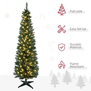 Albero di Natale Artificiale Noble Fir Sottile Pre-Illuminato da 180 cm con 200 Luci LED Bianco Caldo e 390 Punte - Elegante Decorazione per la Casa - Product Image 4