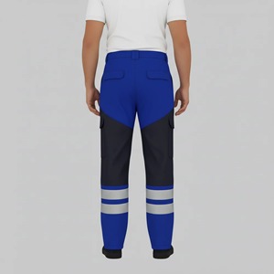 Men's High Visibility <b>Work</b> <b>Pants</b> With Multiple Pockets Reflective Stripes Breathable Canvas Material Autumn Wear - Product Image 4