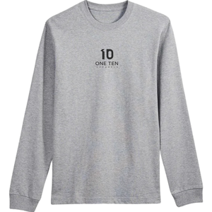 Camiseta de Manga Larga de Algodón Premium Color Gris Jaspeado, Camiseta Informal Cómoda y Transpirable, Prenda Lisa Personalizable - Product Image 1
