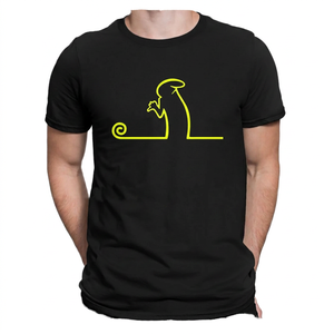 T-shirt noir à manches courtes pour homme avec motif graphique à ligne blanche, col rond, coupe décontractée, imprimé sur le devant, longueur standard - Product Image 5