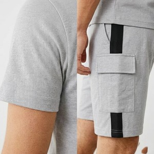 High Quality Minimal Grey Cargo Meyba Sports <b>Men</b> Premium Slim Fit <b>T</b> <b>Shirt</b> <b>And</b> Utility <b>Shorts</b> Matching Set For Summer - Product Image 6