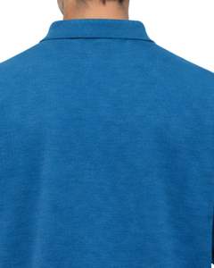 Sweat-shirt polo à manches longues pour homme, bleu turquoise personnalisé, en coton mélangé, col pull, décontracté, automne-hiver, OEM, vente en gros sur mesure - Product Image 6