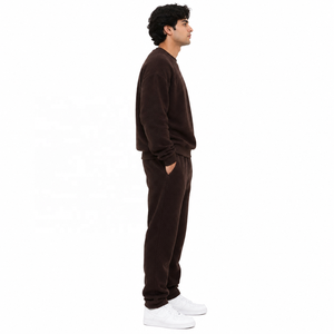 Textured Fleece Men's <b>Tracksuit</b> Set with Soft Cozy Sweatshirt Relaxed Joggers Fit Winter Warm Hoodies Streetwear Bulk OEM Orders - Product Image 2