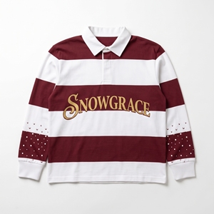 เสื้อเชิ้ต Snowgrace ลายทาง ระบายอากาศได้ดี ปักโลโก้ คอวี ปกพับได้ ใส่ได้ทั้งชายและหญิง ทรงหลวม ใส่สบายทุกฤดู - Product Image 1