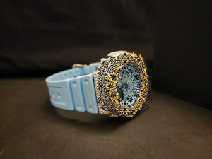 Luxury Unisex Quartz Watch Yellow White Gold Case Sapphire Crystal Dial Square Shape 46mm Natural Band Chronograph Water - Product Image 2